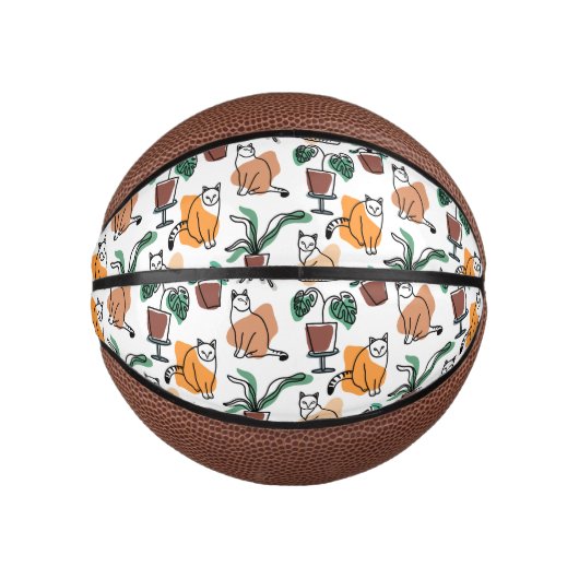 Lijntekenkat en bloemen basketbal (Voorkant)