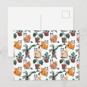 Lijntekenkat en bloemen briefkaart (Voorkant / Achterkant)