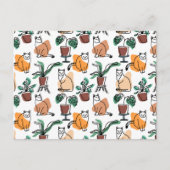 Lijntekenkat en bloemen briefkaart (Voorkant)