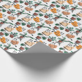 Lijntekenkat en bloemen cadeaupapier (Hoek)