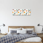 Lijntekenkat en bloemen canvas afdruk (Insitu (Slaapkamer))