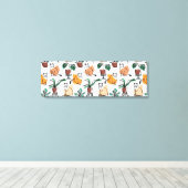Lijntekenkat en bloemen canvas afdruk (Insitu (Houten vloer))