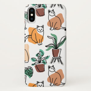 Lijntekenkat en bloemen Case-Mate iPhone case