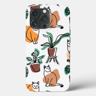 Lijntekenkat en bloemen Case-Mate iPhone case