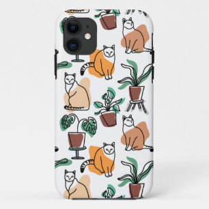 Lijntekenkat en bloemen Case-Mate iPhone case