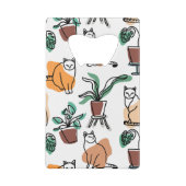 Lijntekenkat en bloemen creditkaart flessenopener (Achterkant)