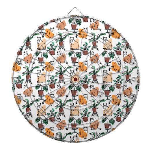 Lijntekenkat en bloemen dartbord (Voorkant)