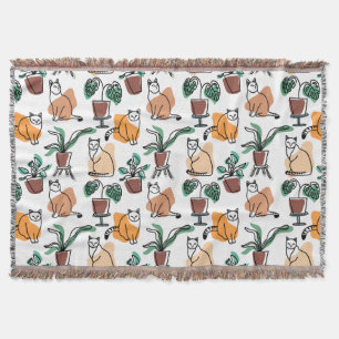 Lijntekenkat en bloemen deken