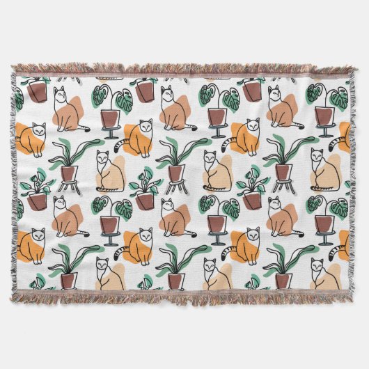 Lijntekenkat en bloemen deken (Voorkant)