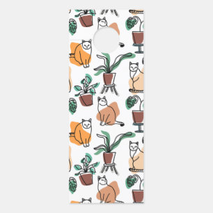 Lijntekenkat en bloemen deurhanger