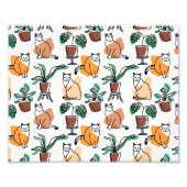 Lijntekenkat en bloemen foto afdruk (Voorkant)