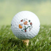 Lijntekenkat en bloemen golfballen (Insitu Shirt)