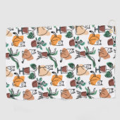 Lijntekenkat en bloemen golfhanddoek (Horizontaal)