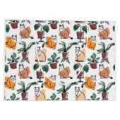 Lijntekenkat en bloemen groot cadeauzakje (Achterkant)