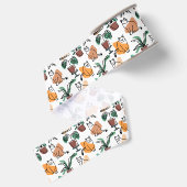 Lijntekenkat en bloemen grosgrain lint (Achterkant)