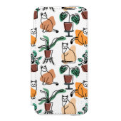Lijntekenkat en bloemen incipio iPhone portemonnee hoesje (Voorkant Agenda)