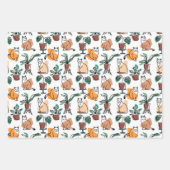 Lijntekenkat en bloemen inpakpapier vel (Voorkant 2)