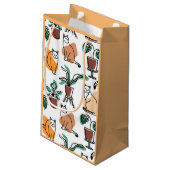 Lijntekenkat en bloemen klein cadeauzakje (Achterkant Gekanteld)