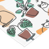 Lijntekenkat en bloemen korte tafelloper (Hoek)