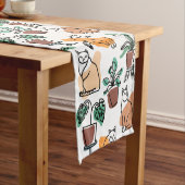 Lijntekenkat en bloemen korte tafelloper (Voorbeeld)