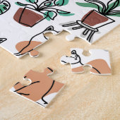 Lijntekenkat en bloemen legpuzzel (Zijkant)