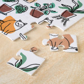 Lijntekenkat en bloemen legpuzzel (Zijkant)