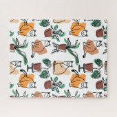 Lijntekenkat en bloemen legpuzzel (Horizontaal)