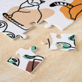 Lijntekenkat en bloemen legpuzzel (Zijkant)