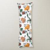 Lijntekenkat en bloemen lichaamskussen (Achterkant (Verticaal))