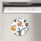 Lijntekenkat en bloemen magneet (Insitu (Vaatwasser))