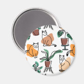 Lijntekenkat en bloemen magneet (Voorkant / Achterkant)