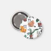 Lijntekenkat en bloemen magneet (Voorkant / Achterkant)
