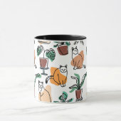 Lijntekenkat en bloemen mok (Midden)