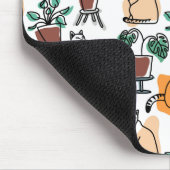 Lijntekenkat en bloemen muismat (Hoek)