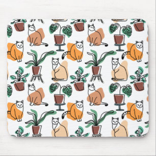 Lijntekenkat en bloemen muismat