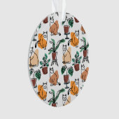 Lijntekenkat en bloemen ornament (voorkant)