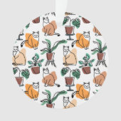 Lijntekenkat en bloemen ornament (voorkant)