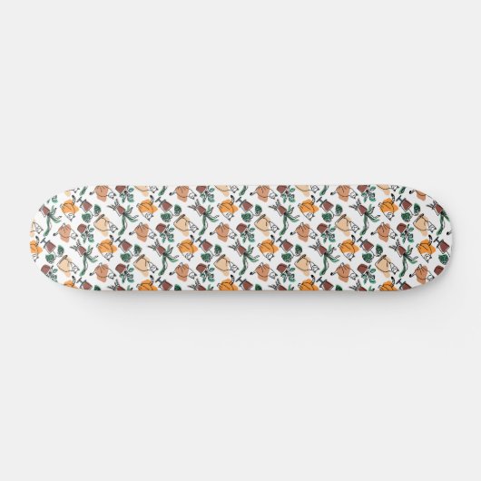 Lijntekenkat en bloemen persoonlijk skateboard (Horizontaal)