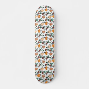 Lijntekenkat en bloemen persoonlijk skateboard