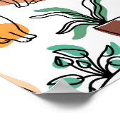 Lijntekenkat en bloemen poster (Hoek)