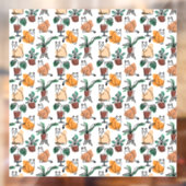 Lijntekenkat en bloemen raamsticker (Vel 2)