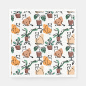 Lijntekenkat en bloemen servet (Voorkant)