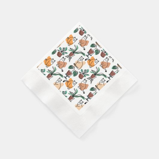 Lijntekenkat en bloemen servet (Hoek)