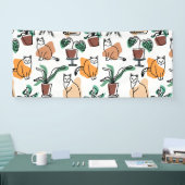 Lijntekenkat en bloemen spandoek (Beurs)