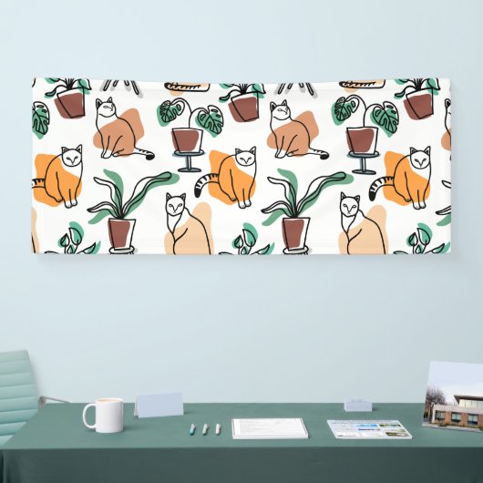 Lijntekenkat en bloemen spandoek (Beurs)