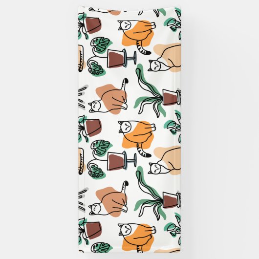 Lijntekenkat en bloemen spandoek (Verticaal)