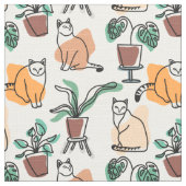 Lijntekenkat en bloemen stof (Close Up)