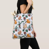 Lijntekenkat en bloemen tote bag (Dichtbij)