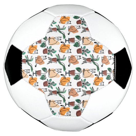Lijntekenkat en bloemen voetbal (Gedraaid)