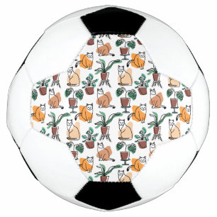 Lijntekenkat en bloemen voetbal